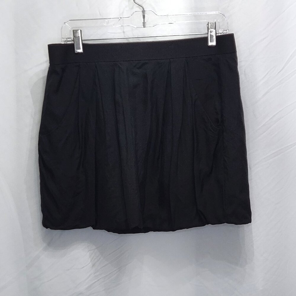 Theory Silk Blend Bubble Mini Skirt Womens 8 Medium M Black Pockets Helika JJ08